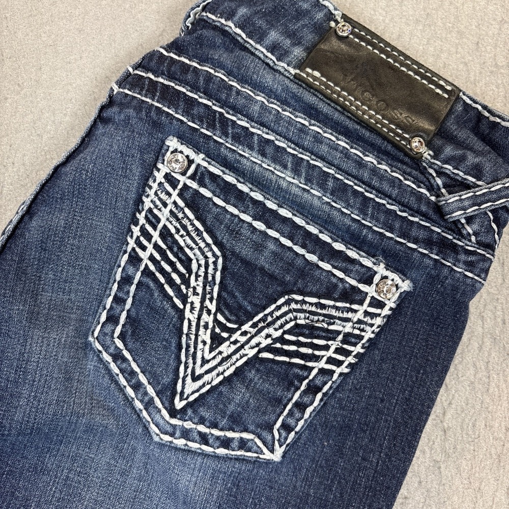 Vigoss‎ The Chelsea Slim Boot Blue Jeans Thick Stitch Whisker Size 9/10